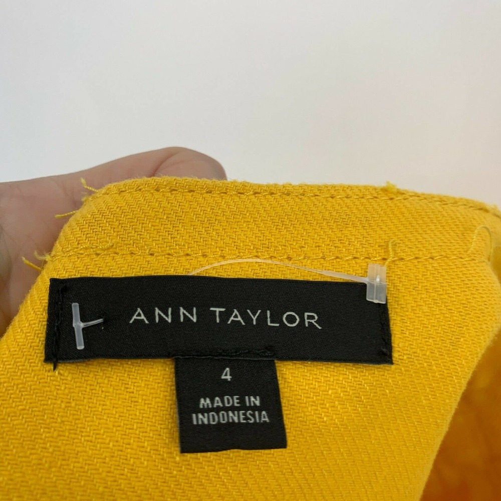 Ann Taylor Skirt Size 4 Faux Wrap Yellow Linen - Picture 6 of 11